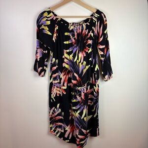 Lolë Women’s Jamie Black Floral Off Shoulder Dress, Size L, Lightweight Casual